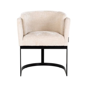 SCAUN DINING EMERSON, ALB/NEGRU, TAPITERIE DIN TESATURA CHENILLE SI PICIOARE DIN METAL, STIL MODERN B2 - Img 6