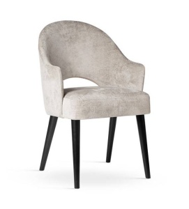 SCAUN DINING GODA SUPREME, BEJ/NEGRU, TAPITERIE DIN STOFA FINA SI PICIOARE DIN LEMN, STIL MODERN