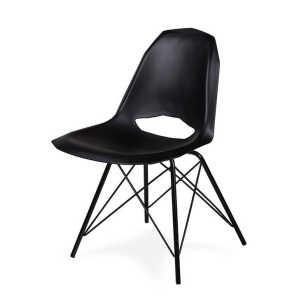 SCAUN DINING, GULAR DSM, NEGRU, DIN POLIPROPILENA SI METAL, STIL SCANDINAV B2