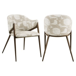 SCAUN DINING, GWEN, REALIZAT DIN METAL, FURNIR LEMN SI TEXTIL, CULOARE NATUR/ALAMA, DESIGN DEOSEBIT, RICHMOND INTERIORS