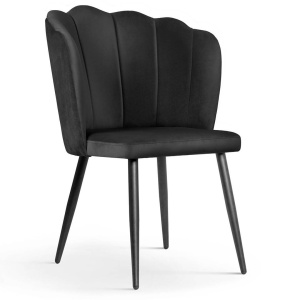 SCAUN DINING HILTON, NEGRU/NEGRU, STIL MODERN, CONFCTIONAT DIN CATIFEAS METAL