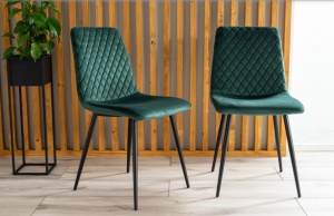 SCAUN DINING IRYS BLUVEL 78, VERDE/NEGRU MAT, TAPITAT IN CATIFEA/METAL, STIL MODERN, SIGNAL - Img 1