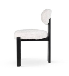 SCAUN DINING, ISOLA, ALB/NEGRU, TAPITERIE DIN STOFA BOUCLE SI PICIOARE DIN LEMN, STIL MODERN - Img 4