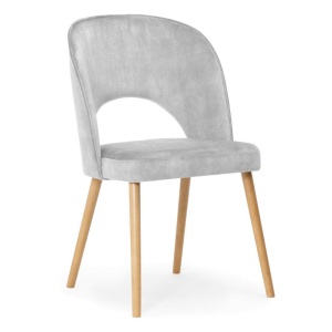 SCAUN DINING JAZZ, GRI/STEJAR, TAPITERIE DIN CATIFEA SI PICIOARE DIN LEMN, STIL MODERN