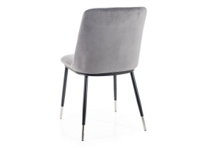SCAUN DINING JILL, GRI BLUVEL 14/NEGRU MAT/CROM, TAPITERIE DIN CATIFEA SI PICIOARE DIN METAL, STIL MODERN - Img 2