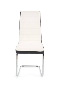 SCAUN DINING K132, ALB/NEGRU/CROM, CU TAPITERIE DIN PIELE ECOLOGICA SI PICIOARE DIN METAL, STIL MODERN - Img 5