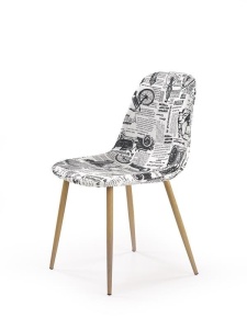 SCAUN DINING K220 ALB/NEGRU/STEJAR AURIU STIL SCANDINAV HALMAR - Img 2