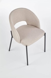 SCAUN DINING K373, BEJ/NEGRU, CU TAPITERIE DIN STOFA SI PICIOARE DIN METAL, STIL MODERN - Img 2