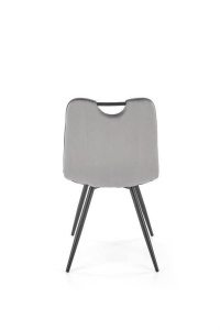 SCAUN DINING K521, GRI/NEGRU, CU TAPITERIE DIN CATIFEA SI PICIOARE DIN METAL, STIL MODERN - Img 4