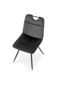 SCAUN DINING K521, NEGRU/NEGRU, CU TAPITERIE DIN CATIFEA SI PICIOARE DIN METAL, STIL MODERN - Img 2