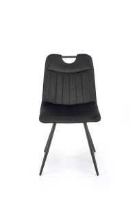 SCAUN DINING K521, NEGRU/NEGRU, CU TAPITERIE DIN CATIFEA SI PICIOARE DIN METAL, STIL MODERN - Img 6