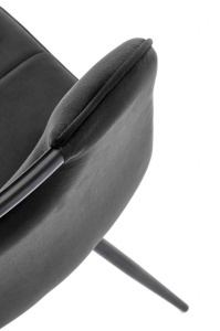 SCAUN DINING K521, NEGRU/NEGRU, CU TAPITERIE DIN CATIFEA SI PICIOARE DIN METAL, STIL MODERN - Img 8