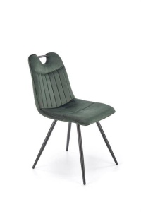 SCAUN DINING K521, VERDE INCHIS/NEGRU, CU TAPITERIE DIN CATIFEA SI PICIOARE DIN METAL, STIL MODERN - Img 5