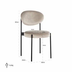 SCAUN DINING KAYLEE, BEJ/NEGRU, TAPITERIE DIN CATIFEA SI PICIOARE DIN METAL, STIL MODERN B2 - Img 8