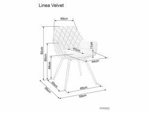 SCAUN DINING LINEA, ALBASTRU BLUVEL 86/NEGRU MAT, TAPITERIE DIN CATIFEA SI PICIOARE DIN METAL, STIL MODERN - Img 6