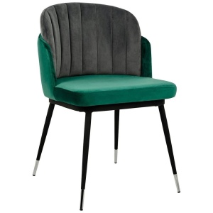 SCAUN DINING, MARCEL, GRI/NEGRU/ARGINTIU/VERDE, CU TAPITERIE DIN CATIFEA, STIL MODERN