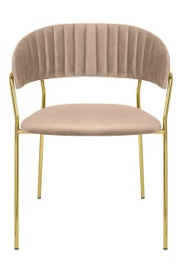 SCAUN DINING MARGO, KHAKI/AURIU, DIN CATIFEA SI METAL, STIL MODERN - Img 5