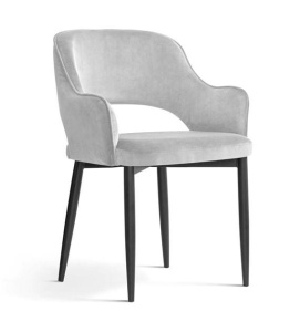 SCAUN DINING MERCY, GRI/NEGRU, TAPITERIE DIN CATIFEA SI PICIOARE DIN METAL, STIL MODERN