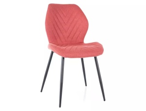 SCAUN DINING MIKE, GRAPEFRUIT 56/NEGRU MAT, TAPITERIE DIN STOFA SI PICIOARE DIN METAL, STIL MODERN - Img 1