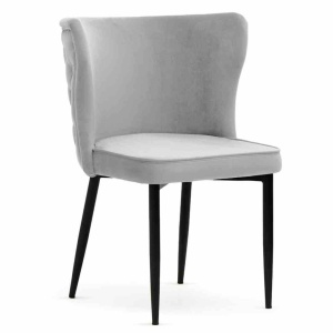 SCAUN DINING MODENA GRI/NEGRU, TAPITERIE DIN CATIFEA SI PICIOARE DIN METAL, STIL MODERN