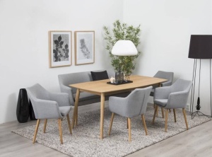SCAUN DINING NORA, GRI DESCHIS/STEJAR, TAPITERIE DIN STOFA, STIL MODERN B2 - Img 3