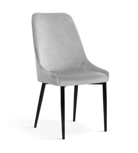 SCAUN DINING OLIVIER, GRI/NEGRU, TAPITERIE DIN CATIFEA SI PICIOARE DIN METAL, STIL MODERN