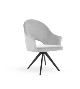 SCAUN DINING PIVOTANT GODA TWIST, GRI/NEGRU, TAPITERIE DIN CATIFEA SI PICIOARE DIN METAL, STIL MODERN