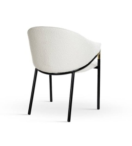 SCAUN DINING PLUSAT FANCY BUKLA, CREM/NEGRU/AURIU, TAPITERIE DIN TEXTIL PLUSAT SI PICIOARE DIN METAL, STIL MODERN, ATR - Img 2