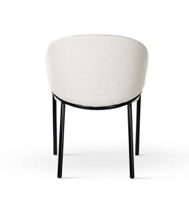 SCAUN DINING PLUSAT FANCY BUKLA, CREM/NEGRU/AURIU, TAPITERIE DIN TEXTIL PLUSAT SI PICIOARE DIN METAL, STIL MODERN, ATR - Img 4
