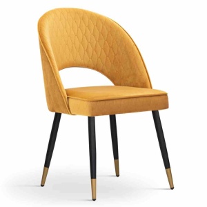 SCAUN DINING PONTE MATLASAT, GALBEN/NEGRU/AURIU, STIL MODERN