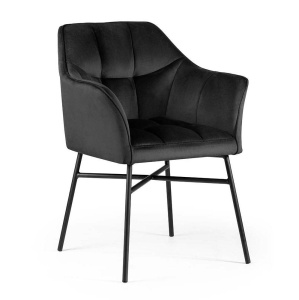 SCAUN DINING RIMINI, NEGRU, TAPITERIE DIN CATIFEA, STIL MODERN, ATR