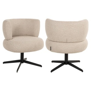 SCAUN DINING ROTATIV ALEXIS, REALIZAT DIN METAL, LEMN DE FAG SI TEXTIL, CULOARE CREM, DESIGN DEOSEBIT, RICHMOND INTERIORS