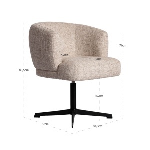 SCAUN DINING ROTATIV, DINAN, REALIZAT DIN METAL, PLACAJ SI TEXTIL IGNIFUG, CULOARE CREM, DESIGN DEOSEBIT, RICHMOND INTERIORS - Img 3