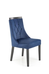 SCAUN DINING ROYAL, ALBASTRU MONOLITH 77/NEGRU, CU TAPITERIE DIN CATIFEA SI PICIOARE DIN LEMN MASIV, STIL CLASIC, HALMAR - Img 2