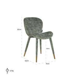 SCAUN DINING SARA, VERDE/AURIU, TAPITERIE DIN TEXTIL SI PICIOARE DIN METAL TAPITATE, STIL MODERN B2 - Img 7