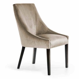SCAUN DINING SORRO, BEJ/NEGRU, TAPITERIE DIN CATIFEA SI PICIOARE DIN LEMN, STIL MODERN