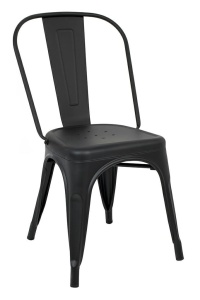 SCAUN DINING, STIVUIBIL, TOWER PARIS, NEGRU SATINAT, CONFECTIONAT DIN METAL LACUIT, STIL INDUSTRIAL