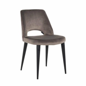SCAUN DINING TABITHA, MARO/NEGRU, TAPITERIE DIN CATIFEA SI PICIOARE DIN METAL, STIL MODERN B2