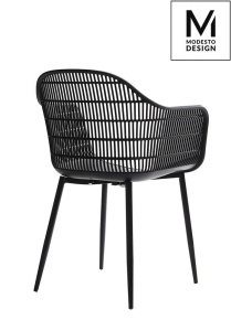 SCAUN DINING/TERASA BASKET ARM, NEGRU, DIN POLIPROPILENA SI METAL, STIL MODERN B2 - Img 6