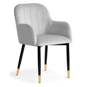 SCAUN DINING TULIP, GRI/NEGRU/AURIU, TAPITERIE DIN CATIFEA SI PICIOARE DIN METAL, STIL MODERN