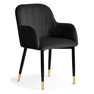 SCAUN DINING TULIP, NEGRU/AURIU/NEGRU, STIL MODERN