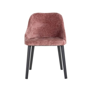SCAUN DINING TWIGGY, ROZ/NEGRU, TAPITERIE DIN TESATURA CHENILLE SI PICIOARE DE LEMN, STIL MODERN B2 - Img 3