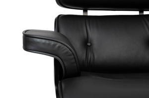 SCAUN DIRECTORIAL LOUNGE GUBERNATOR, NEGRU, PIELE NATURALA SI LEMN DE ABANOS, STIL MODERN, B2 - Img 5