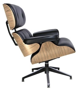 SCAUN/FOTOLIU DIRECTORIAL, NEGRU/STEJAR, DIN PIELE NATURALA SI LEMN LOUNGE STIL MODERN B2