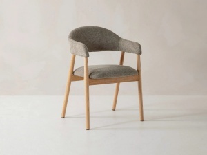 SCAUN HERA, DIN TEXTIL SI LEMN, GRI/NATUR, MICADONI, STIL MODERN