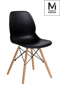 SCAUN NEGRU DIN POLIPROPILENA LEAF WOOD STIL MODERN B2