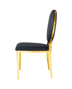 SCAUN PENTRU SALI DE EVENIMENTE GLAMOUR FULL TAP AURIU SI NEGRU, CONFECTIONAT DIN OTEL SI PIELE ECO MAT - Img 3
