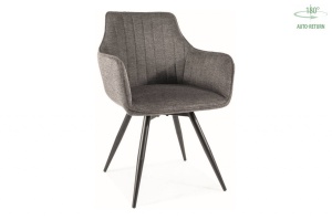 SCAUN PIVOTANT BALLO, GRI 18/NEGRU MAT, TAPITERIE DIN STOFA BREGO SI PICIOARE DIN METAL, STIL MODERN - Img 1