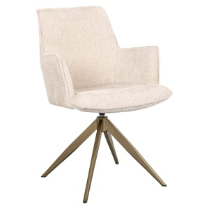 SCAUN PIVOTANT DAKOTA NIAGARA BEIGE, CU BRATE, 212405, CONFECTIONAT DIN POLIESTER, METAL SI SPUMA, BEJ/AURIU, STIL MODERN - Img 5