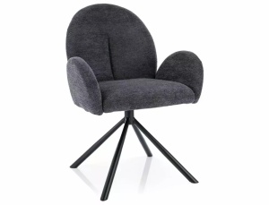 SCAUN PIVOTANT PLANET, GRI INCHIS 18/NEGRU MAT, TAPITERIE DIN STOFA RAVEN SI PICIOARE DIN METAL, STIL MODERN - Img 1